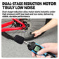 Electric inflator pump air setup on bicycle wheel valve with handheld gauge.