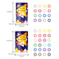 Palm crayon size chart with 16/24 color wheel swatches and cone tip color circles