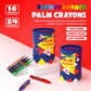 Thick palm crayons set in blue tube, shown as 16 and 24 color packs