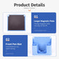Blue magnetic board eraser with dark wiping pad and front pen slot