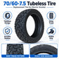 Black 70/60-7.5 tubeless scooter tire with deep tread pattern