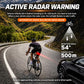 Radar warning bike tail light with red LED and detection angle indicator