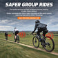 Radar tail light with red LED and group ride warning sound wave graphics