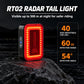 RT02 radar tail light with bright red LED window and 60 m detection graphic