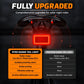 Radar tail light rear view with glowing red LED grid and upgrade comparison