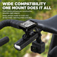 Road bike handlebar mount set with bike computer and action camera, black.