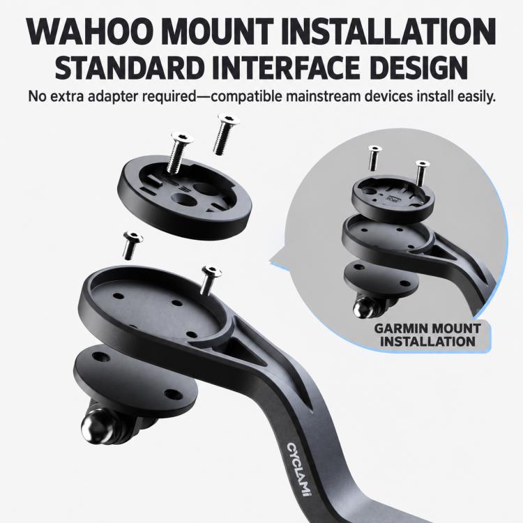 Interchangeable bike mount interface pieces with screws, black.