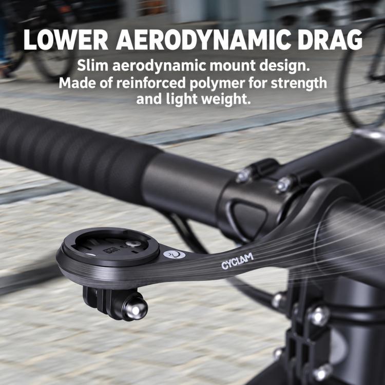 Bike computer extension mount close-up on handlebar with slim circular base