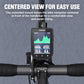 Bike computer extension mount holding a small screen centered on the handlebar