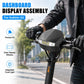 Scooter dashboard display assembly held in place with front LED lens strip