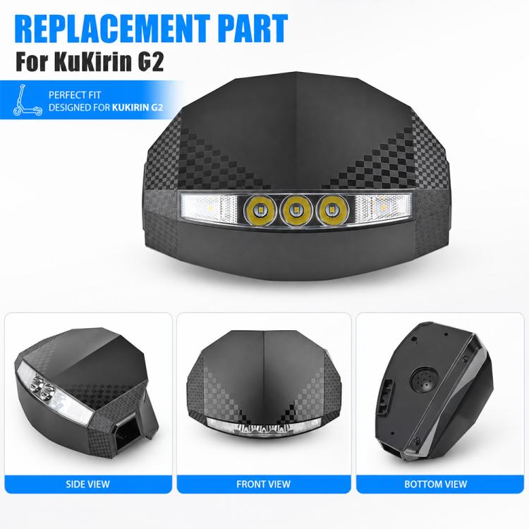 Scooter dashboard display assembly replacement unit with LED light bar and side housing