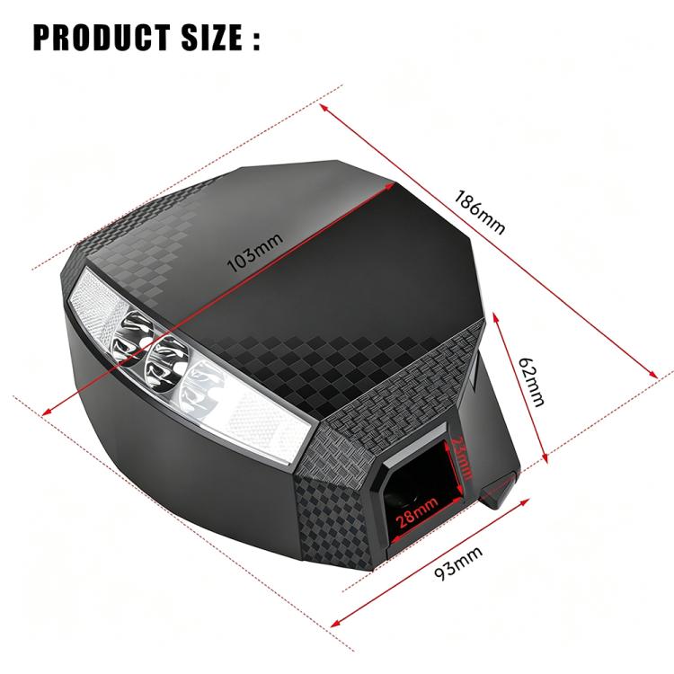 Scooter dashboard display assembly size diagram with labeled dimensions for fit