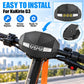 Scooter dashboard display unit mounted on handlebars with integrated front light