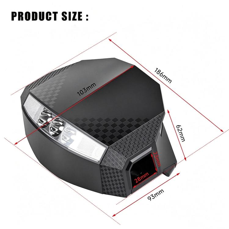 Scooter dashboard housing size diagram, checkered top with front light window
