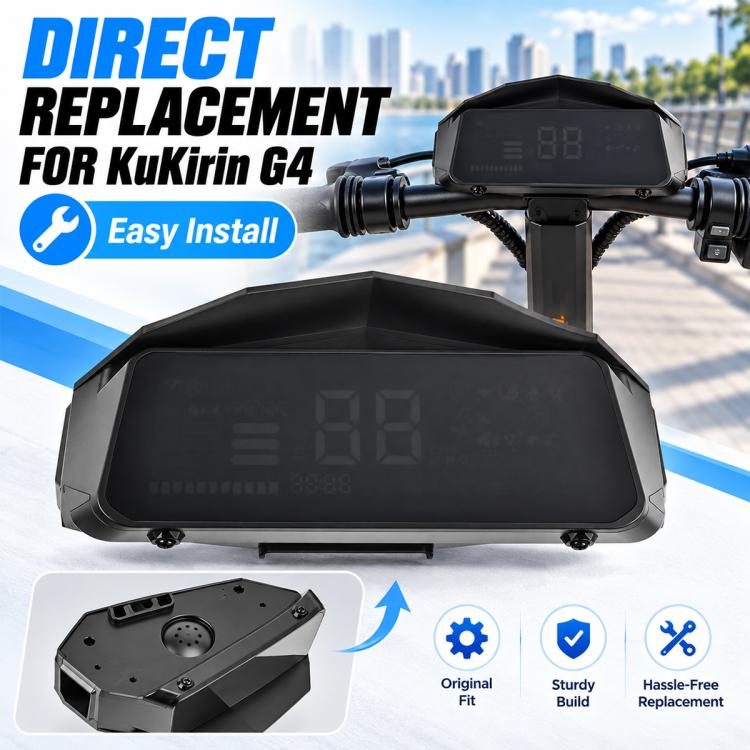 Black scooter dashboard replacement with front digital display and mounted control housing