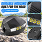 Black scooter dashboard housing with checkered panels and front LED light cluster