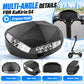 Black scooter dashboard housing with checkered front and LED headlight details