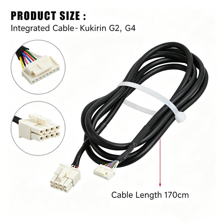 Black scooter controller cable, 170 cm length, with 6-pin and multi-pin connectors.