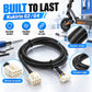 Black jacketed scooter controller cable with flexible cable section and connectors.