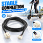 Black scooter controller cable with 6-pin connector and multi-pin connector, coiled.