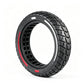 Standalone solid scooter tire, black with red side stripe and chunky tread blocks