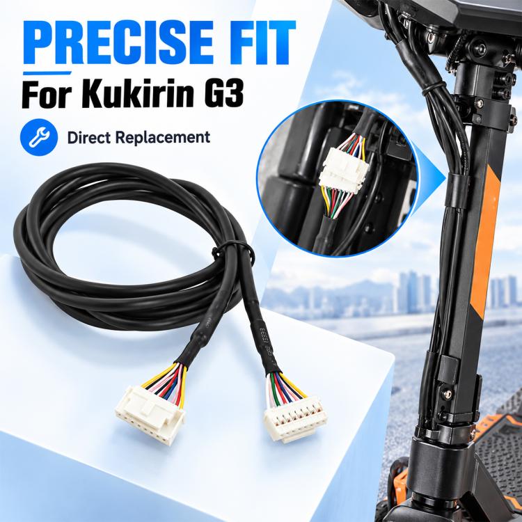 Black replacement controller cable with two white multi-pin plugs and protective jacket