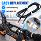 Black controller cable with white multi-pin connectors near scooter control area