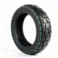 Electric scooter off-road vacuum tire, black with teal sidewall tread lines