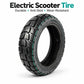Electric scooter off-road vacuum tire, black chunky tread with teal reinforcement lines