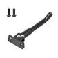 Black scooter kickstand support arm with mounting base and two screws.