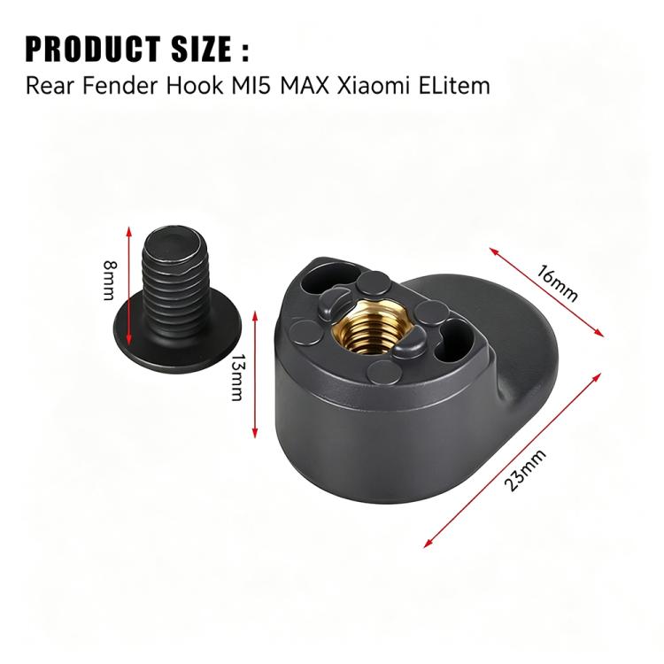 Rear fender hook with gold metal threaded insert and screw post