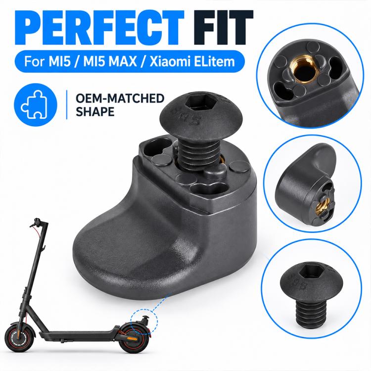 Black rear fender hook with molded base and threaded screw post