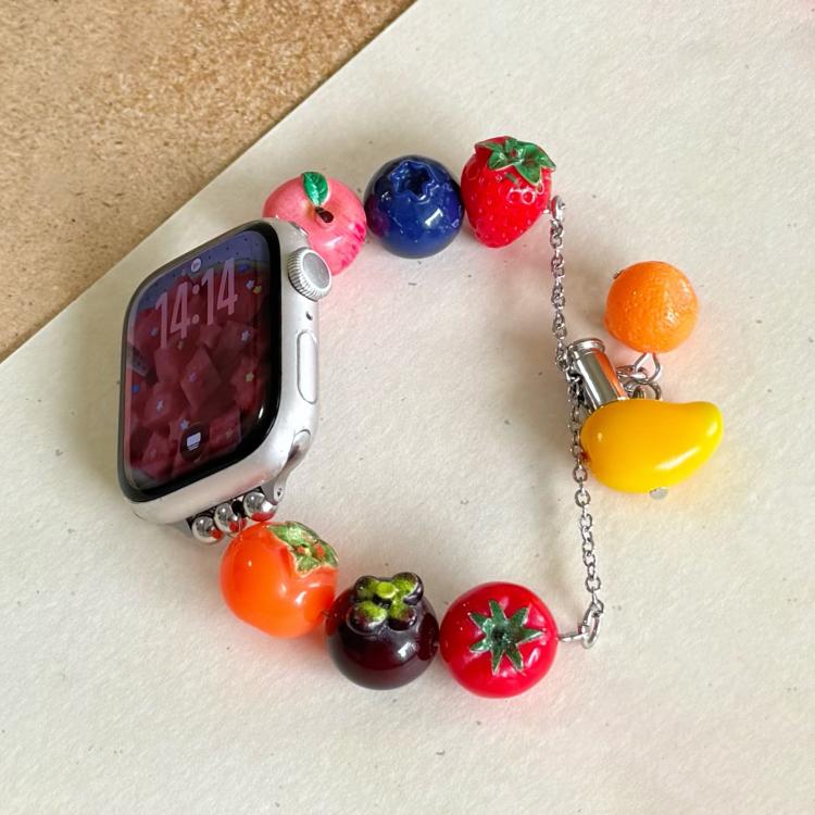 Colorful Fruit Beaded Chain Resin Watch Band, For Apple Watch 46mm / 49mm / 45mm / 44mm, For Apple Watch 42mm / 41mm / 40mm / 38mm
