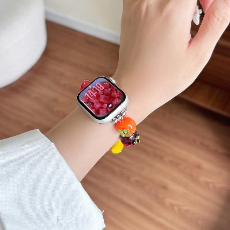 Colorful Fruit Beaded Chain Resin Watch Band, For Apple Watch 46mm / 49mm / 45mm / 44mm, For Apple Watch 42mm / 41mm / 40mm / 38mm