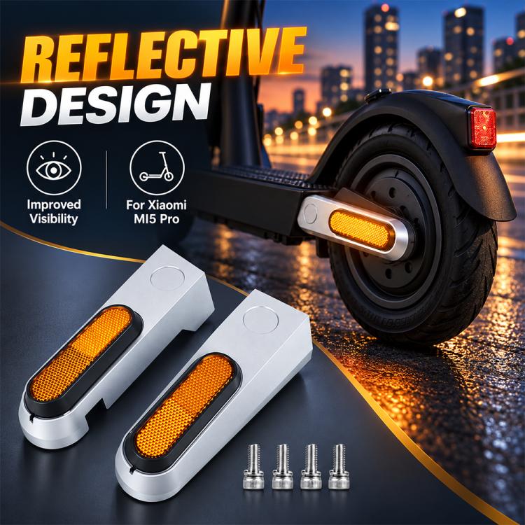 Reflective decorative side covers, white with amber reflector lenses and mounting screws