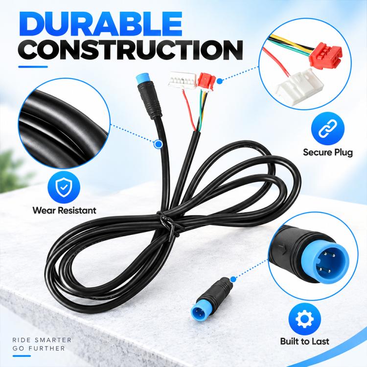 Black controller cable with blue connector and red multi-wire plug, durable sheath