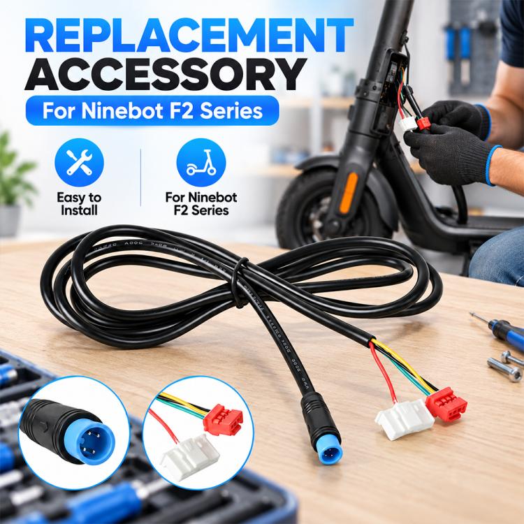 Black replacement accessory controller cable with blue connector and white/red plugs