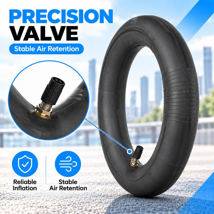 8.5-inch inflatable inner tube with valve stem visible, black rubber