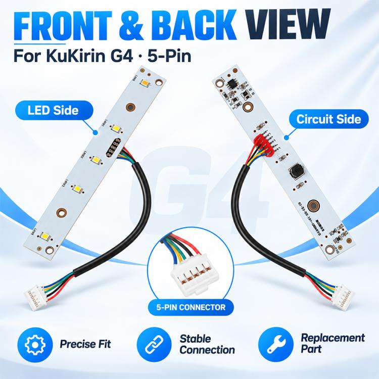 LED headlight strip for 5-pin connection, showing LED side and circuit side details