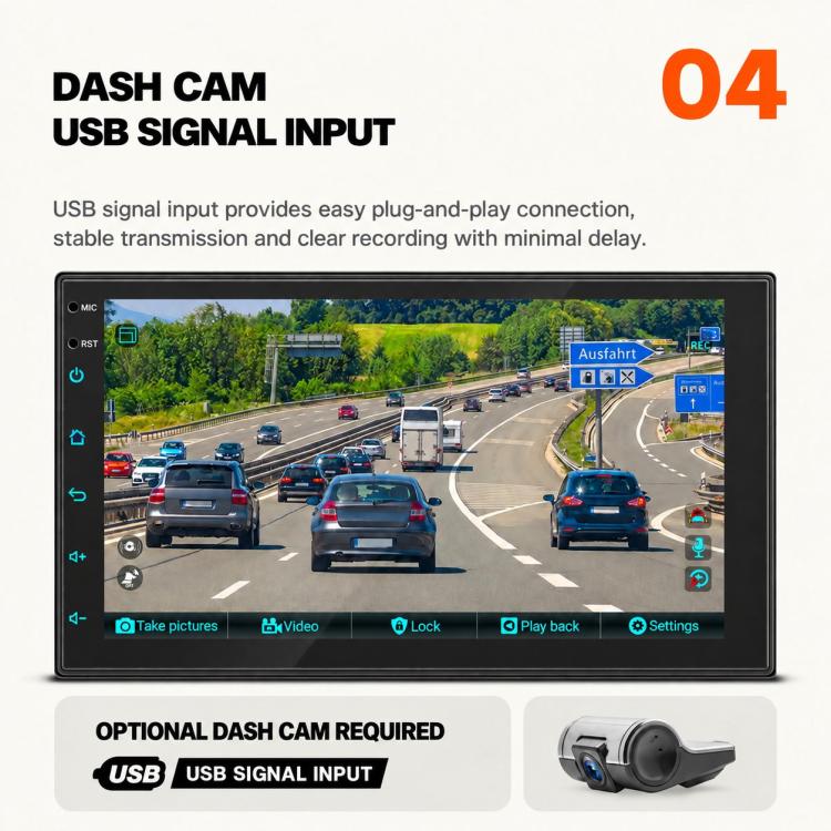 7 inch IPS Double-DIN Car MP5 Player Wireless CarPlay/Android Auto Bluetooth HD Display