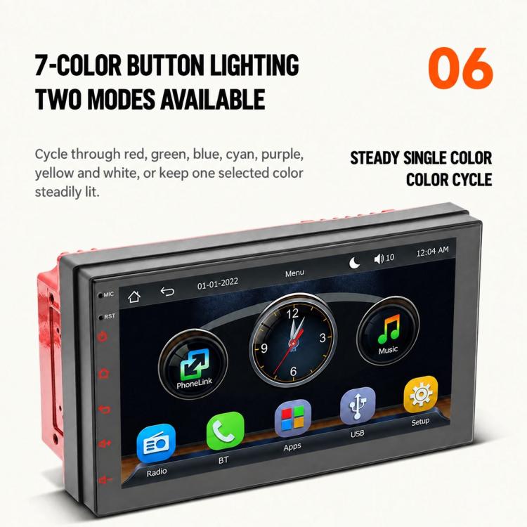 7 inch IPS Double-DIN Car MP5 Player Wireless CarPlay/Android Auto Bluetooth HD Display