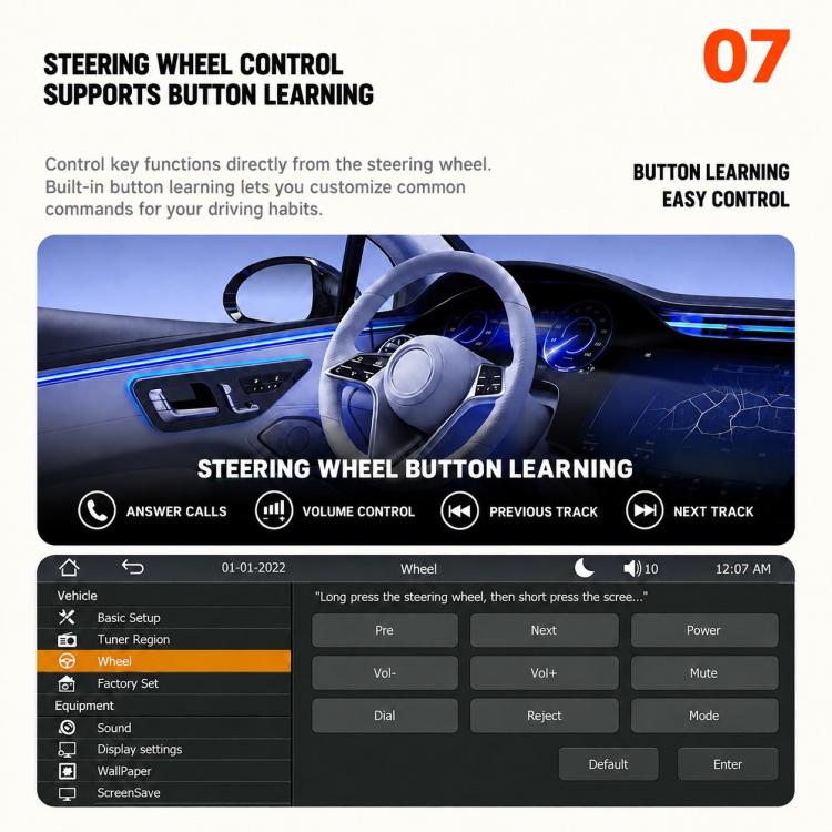 7 inch IPS Double-DIN Car MP5 Player Wireless CarPlay/Android Auto Bluetooth HD Display