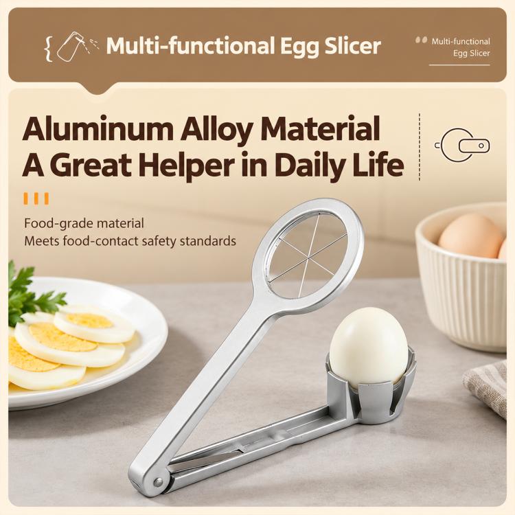 LsCook Kitchen Multi-Functional Aluminum Alloy Egg Cutter Egg Slicer