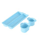 Blue lollipop cake pop mold tray set with two cup cutters and recessed channels