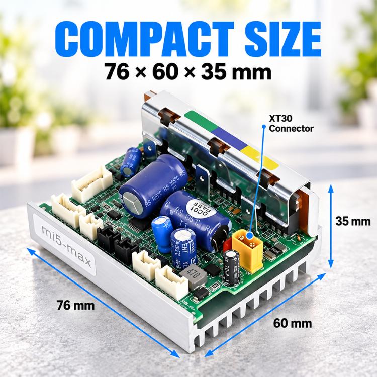 Compact electric scooter controller PCB with aluminum heatsink and screw terminals
