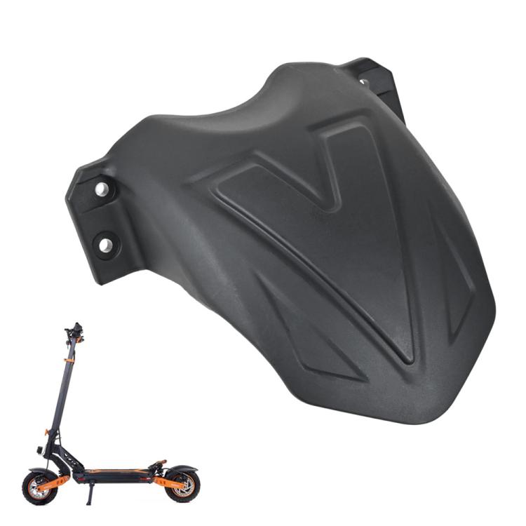 Black electric scooter front fender with side bracket and two mounting holes