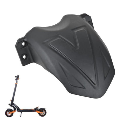 Black electric scooter front fender with side bracket and two mounting holes