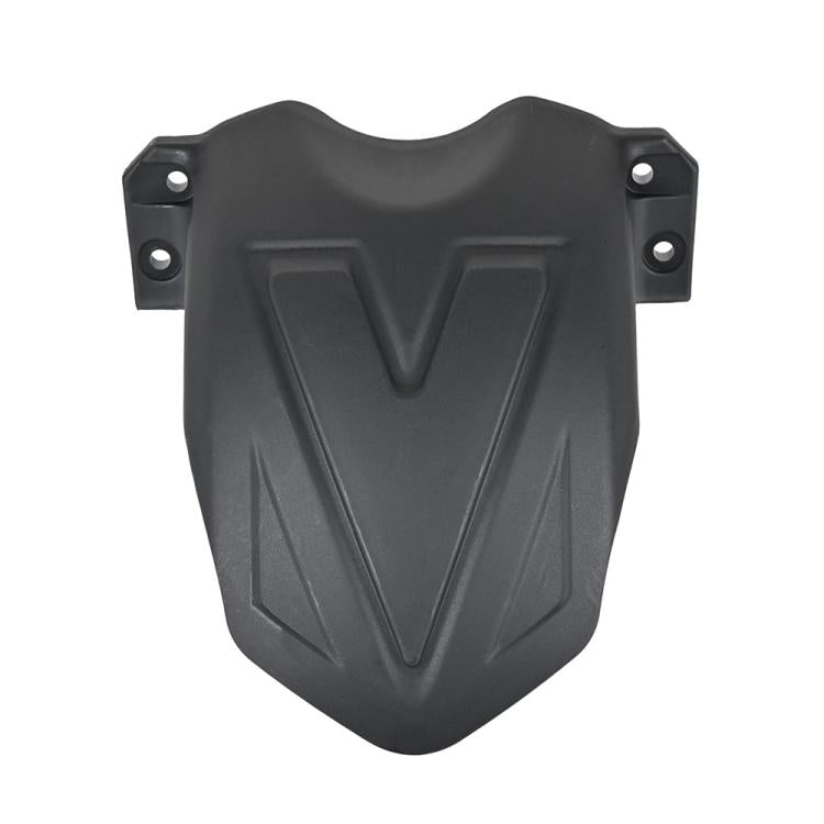 Black front fender shield with three mounting holes on each side