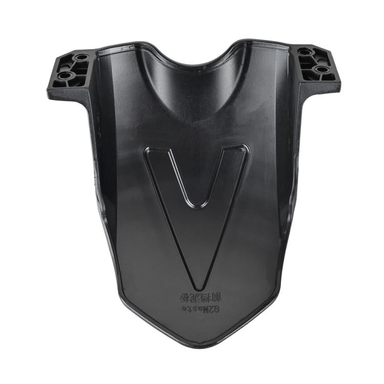 Black front fender underside with central V ridge and mounting tabs