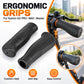 Textured black silicone handlebar grips with anti-slip diamond pattern.